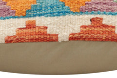 handmade Traditional Pillow Rust Blue Hand-Woven SQUARE 100% WOOL Hand woven turkish pillow2' x 2'