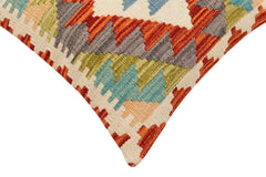 handmade Traditional Pillow Rust Blue Hand-Woven SQUARE 100% WOOL Hand woven turkish pillow2' x 2'