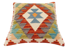 handmade Traditional Pillow Rust Blue Hand-Woven SQUARE 100% WOOL Hand woven turkish pillow2' x 2'