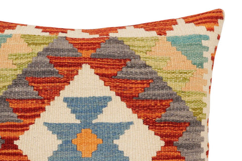 handmade Traditional Pillow Rust Blue Hand-Woven SQUARE 100% WOOL Hand woven turkish pillow2 x 2