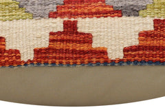 handmade Traditional Pillow Rust Blue Hand-Woven SQUARE 100% WOOL Hand woven turkish pillow2' x 2'