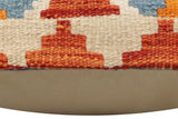 handmade Traditional Pillow Rust Blue Hand-Woven SQUARE 100% WOOL Hand woven turkish pillow2' x 2'