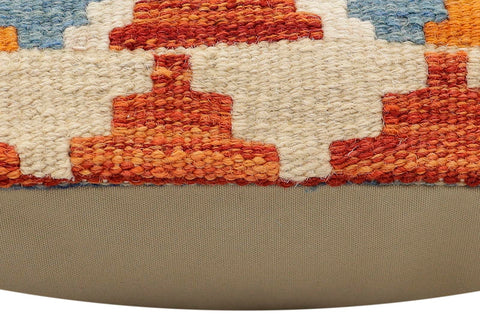 handmade Traditional Pillow Rust Blue Hand-Woven SQUARE 100% WOOL Hand woven turkish pillow2 x 2