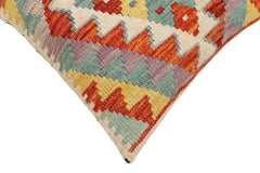 handmade Traditional Pillow Rust Blue Hand-Woven SQUARE 100% WOOL Hand woven turkish pillow2' x 2'