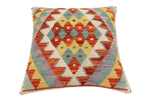 handmade Traditional Pillow Rust Blue Hand-Woven SQUARE 100% WOOL Hand woven turkish pillow2 x 2
