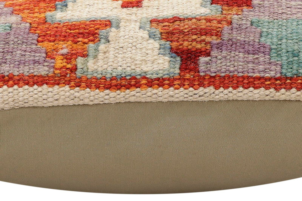 handmade Traditional Pillow Rust Blue Hand-Woven SQUARE 100% WOOL Hand woven turkish pillow2' x 2'