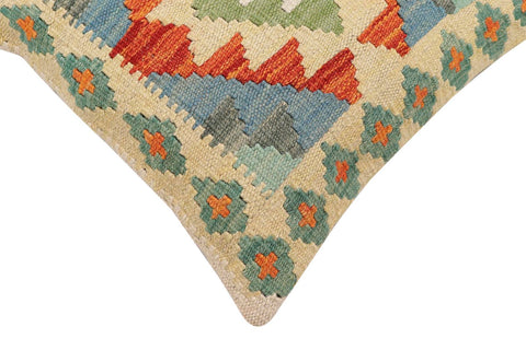 handmade Traditional Pillow Rust Blue Hand-Woven SQUARE 100% WOOL Hand woven turkish pillow2 x 2