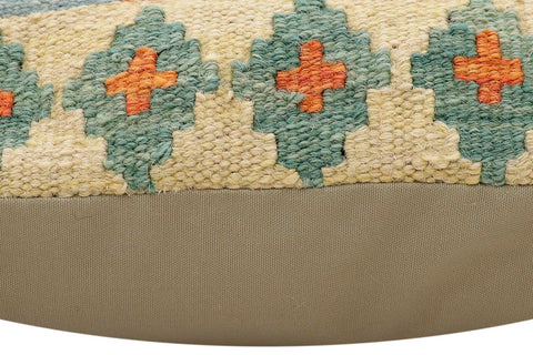 handmade Traditional Pillow Rust Blue Hand-Woven SQUARE 100% WOOL Hand woven turkish pillow2 x 2