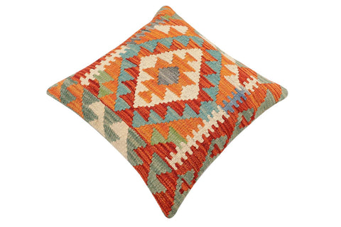 handmade Traditional Pillow Rust Blue Hand-Woven SQUARE 100% WOOL Hand woven turkish pillow2 x 2