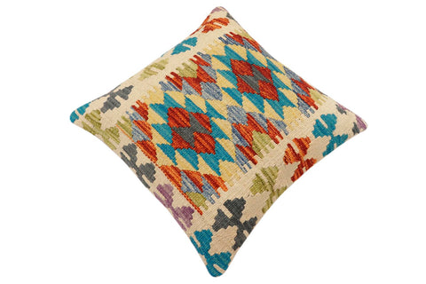 handmade Traditional Pillow Rust Blue Hand-Woven SQUARE 100% WOOL Hand woven turkish pillow2 x 2
