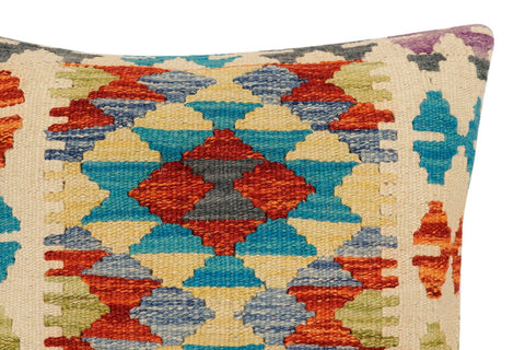 handmade Traditional Pillow Rust Blue Hand-Woven SQUARE 100% WOOL Hand woven turkish pillow2 x 2