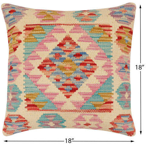 handmade Traditional Pillow Red Blue Hand-Woven SQUARE 100% WOOL Hand woven turkish pillow2 x 2