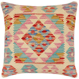 handmade Traditional Pillow Red Blue Hand-Woven SQUARE 100% WOOL Hand woven turkish pillow2' x 2'