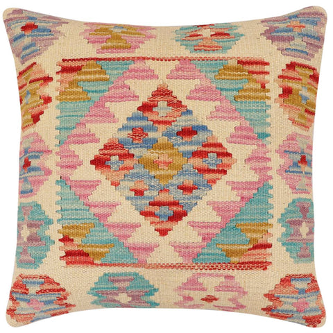 handmade Traditional Pillow Red Blue Hand-Woven SQUARE 100% WOOL Hand woven turkish pillow2 x 2
