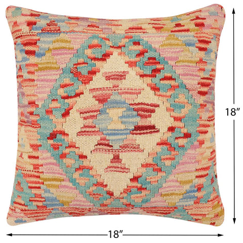handmade Traditional Pillow Red Blue Hand-Woven SQUARE 100% WOOL Hand woven turkish pillow2 x 2