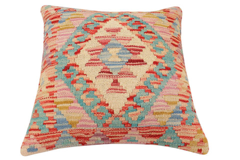 handmade Traditional Pillow Red Blue Hand-Woven SQUARE 100% WOOL Hand woven turkish pillow2 x 2
