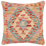 handmade Traditional Pillow Red Blue Hand-Woven SQUARE 100% WOOL Hand woven turkish pillow2' x 2'