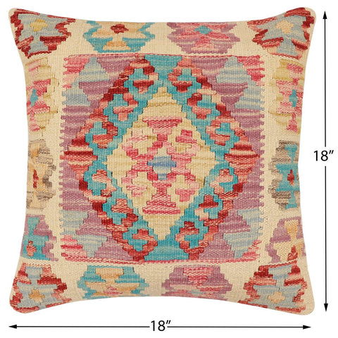handmade Traditional Pillow Blue Rust Hand-Woven SQUARE 100% WOOL Hand woven turkish pillow2 x 2
