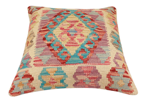 handmade Traditional Pillow Blue Rust Hand-Woven SQUARE 100% WOOL Hand woven turkish pillow2 x 2