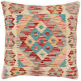handmade Traditional Pillow Red Blue Hand-Woven SQUARE 100% WOOL  Hand woven turkish pillow  2 x 2