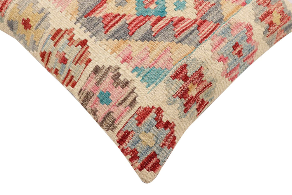 handmade Traditional Pillow Red Blue Hand-Woven SQUARE 100% WOOL Hand woven turkish pillow2' x 2'