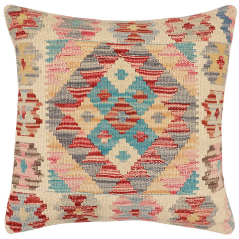 handmade Traditional Pillow Red Blue Hand-Woven SQUARE 100% WOOL Hand woven turkish pillow2 x 2
