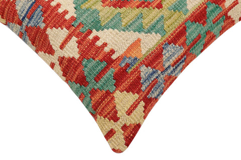 handmade Traditional Pillow Rust Blue Hand-Woven SQUARE 100% WOOL  Hand woven turkish pillow  2 x 2