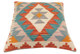 handmade Traditional Pillow Rust Blue Hand-Woven SQUARE 100% WOOL  Hand woven turkish pillow  2 x 2