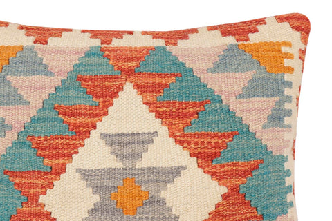 handmade Traditional Pillow Rust Blue Hand-Woven SQUARE 100% WOOL  Hand woven turkish pillow  2 x 2