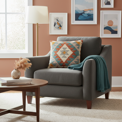 Boho Chic Chisholm Turkish Hand-Woven Kilim Pillow