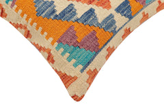handmade Traditional Pillow Rust Blue Hand-Woven SQUARE 100% WOOL Hand woven turkish pillow2' x 2'