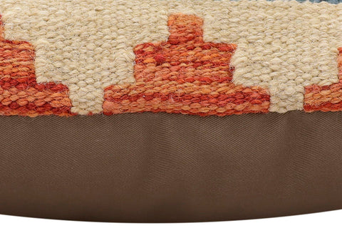 handmade Traditional Pillow Rust Blue Hand-Woven SQUARE 100% WOOL Hand woven turkish pillow2 x 2
