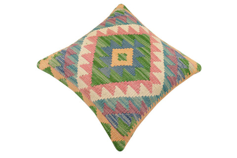 handmade Traditional Pillow Blue Beige Hand-Woven SQUARE 100% WOOL Hand woven turkish pillow2 x 2