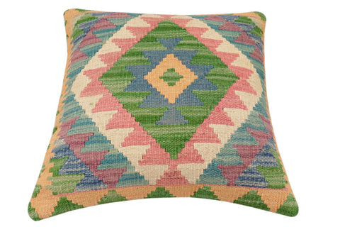handmade Traditional Pillow Blue Beige Hand-Woven SQUARE 100% WOOL Hand woven turkish pillow2 x 2