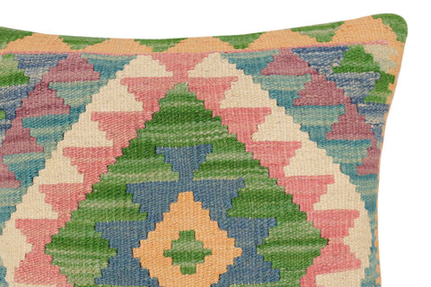 handmade Traditional Pillow Blue Beige Hand-Woven SQUARE 100% WOOL Hand woven turkish pillow2 x 2