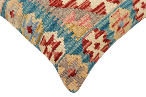 handmade Traditional Pillow Blue Red Hand-Woven SQUARE 100% WOOL  Hand woven turkish pillow  2 x 2