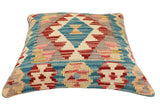 handmade Traditional Pillow Blue Red Hand-Woven SQUARE 100% WOOL  Hand woven turkish pillow  2 x 2