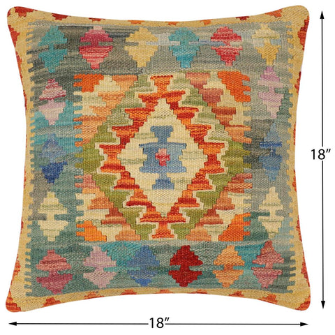 handmade Traditional Pillow Rust Blue Hand-Woven SQUARE 100% WOOL Hand woven turkish pillow2 x 2