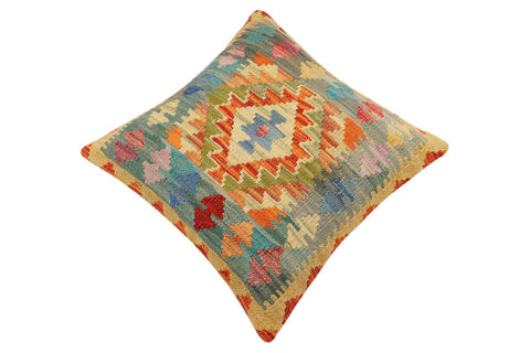 handmade Traditional Pillow Rust Blue Hand-Woven SQUARE 100% WOOL Hand woven turkish pillow2 x 2