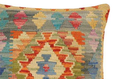 handmade Traditional Pillow Rust Blue Hand-Woven SQUARE 100% WOOL Hand woven turkish pillow2 x 2