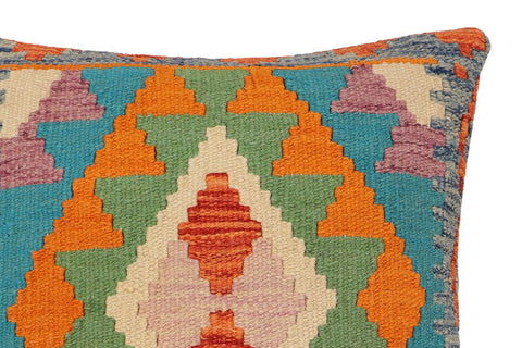 handmade Traditional Pillow Rust Blue Hand-Woven SQUARE 100% WOOL Hand woven turkish pillow2 x 2