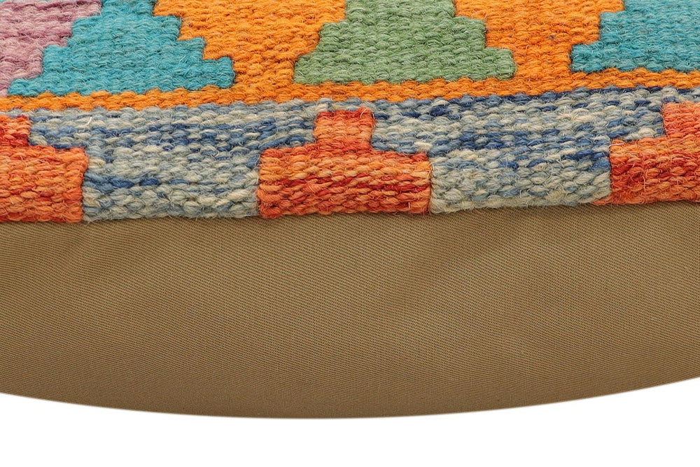 handmade Traditional Pillow Rust Blue Hand-Woven SQUARE 100% WOOL Hand woven turkish pillow2' x 2'