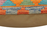 handmade Traditional Pillow Rust Blue Hand-Woven SQUARE 100% WOOL Hand woven turkish pillow2' x 2'