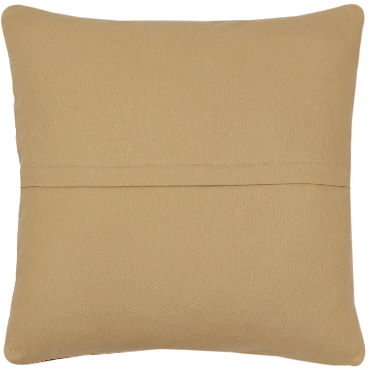 handmade Traditional Pillow Rust Blue Hand-Woven SQUARE 100% WOOL Hand woven turkish pillow2 x 2