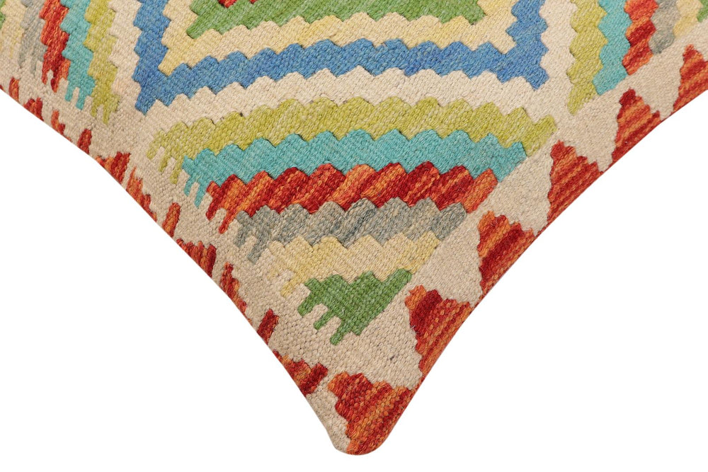 handmade Traditional Pillow Rust Blue Hand-Woven SQUARE 100% WOOL Hand woven turkish pillow2' x 2'