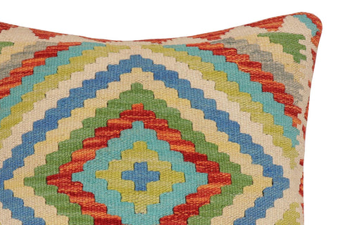 handmade Traditional Pillow Rust Blue Hand-Woven SQUARE 100% WOOL Hand woven turkish pillow2 x 2