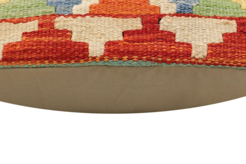handmade Traditional Pillow Rust Blue Hand-Woven SQUARE 100% WOOL Hand woven turkish pillow2 x 2