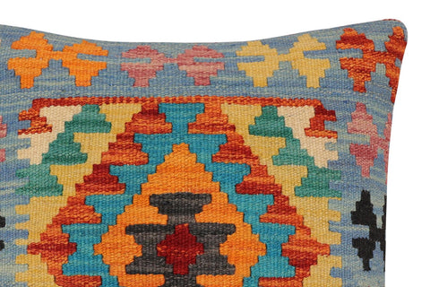 handmade Traditional Pillow Rust Blue Hand-Woven SQUARE 100% WOOL Hand woven turkish pillow2 x 2