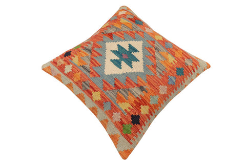handmade Traditional Pillow Rust Blue Hand-Woven SQUARE 100% WOOL Hand woven turkish pillow2 x 2