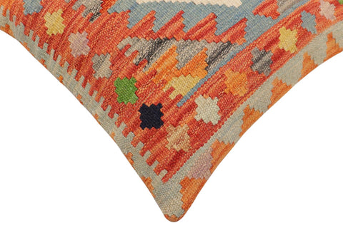 handmade Traditional Pillow Rust Blue Hand-Woven SQUARE 100% WOOL Hand woven turkish pillow2 x 2